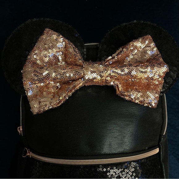 Disney Minnie Mouse Black & Rose Gold Mini Backpack - Picture 3 of 6